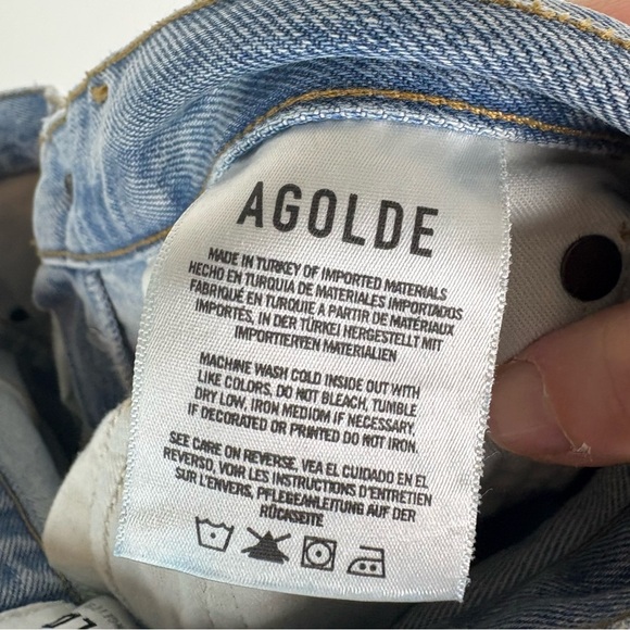 Agolde 90s Jean Button Fly Jeans Size 23 Distressed Straight Leg Cotton Blue - Picture 7 of 8
